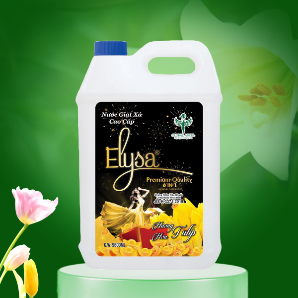 Nước giặt xả cao cấp Elysa 6in1 Hương Hoa Tulip 9600ml