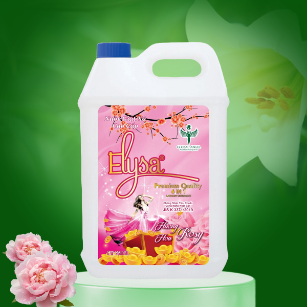 Nước giặt xả cao cấp Elysa 6in1 Hương Hoa Hồng 9600ml