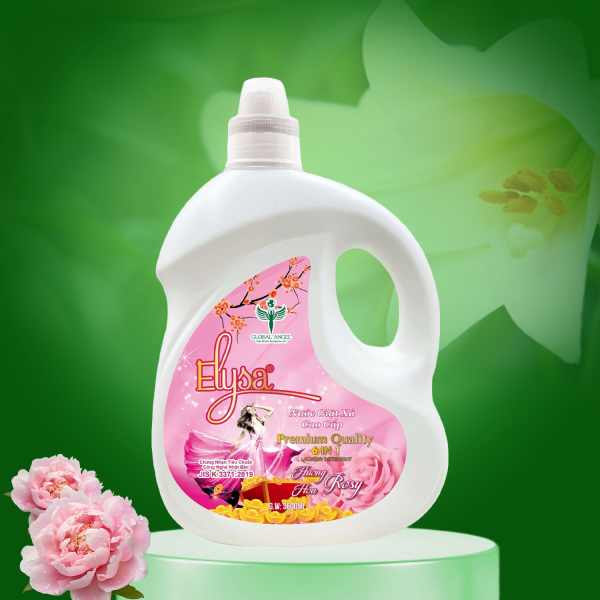 Nước giặt xả cao cấp Elysa 6in1 Hương Hoa Hồng 3600ml