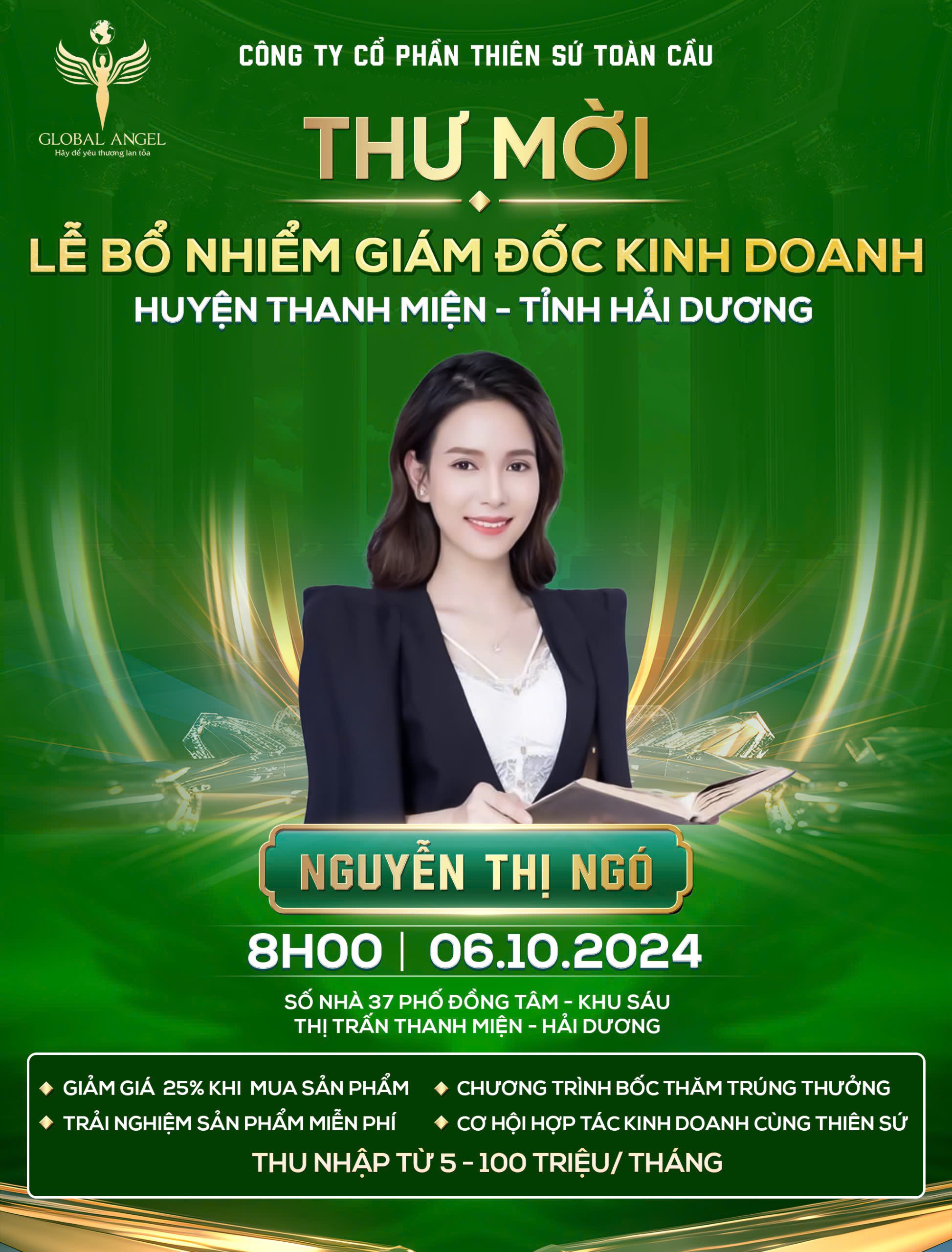 Chúc Mừng Bà Nguyễn Thị Ngó Trở Thành Giám Đốc Kinh Doanh Huyện Thanh Miện Tỉnh Hải Dương