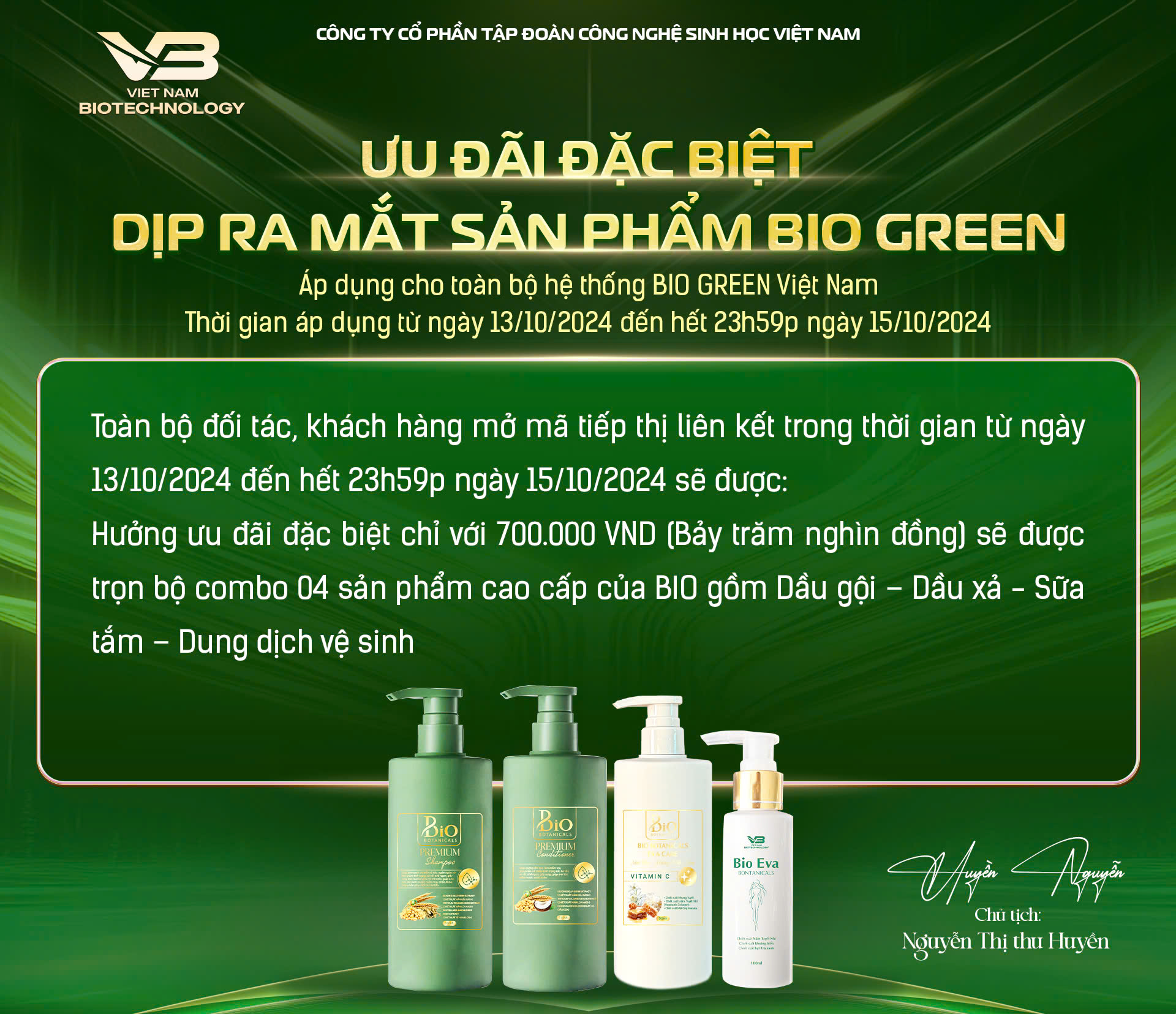 ƯU ĐÃI ĐẶC BIỆT DỊP RA MẮT SẢN PHẨM BIO GREEN